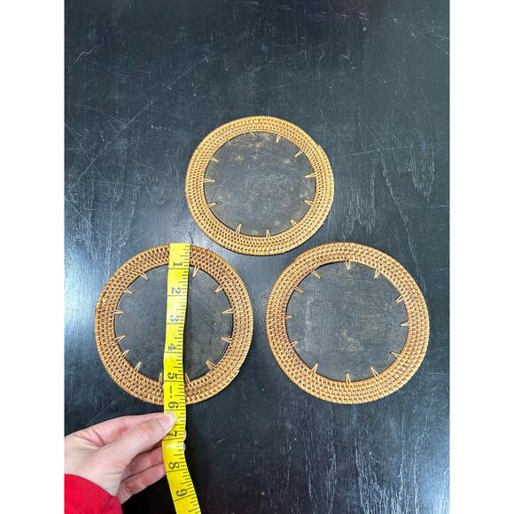 Ornate Table Coasters- Set of 3- some wear- intricate details- Vintage- woven - Picture 2 of 4